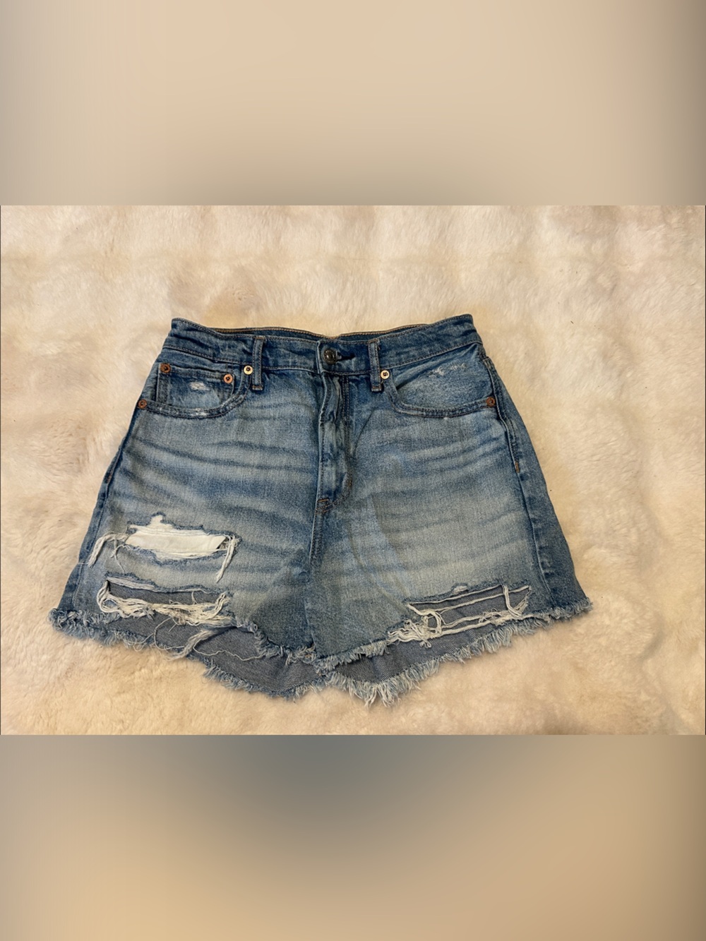American Eagle Outfitters Distressed Denim Shorts - Blue